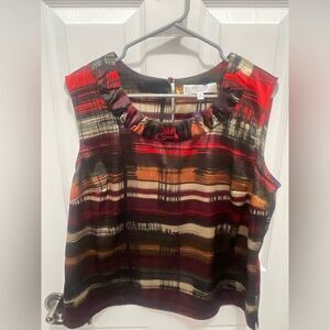 Kasper Red and Black Sleeveless Blouse